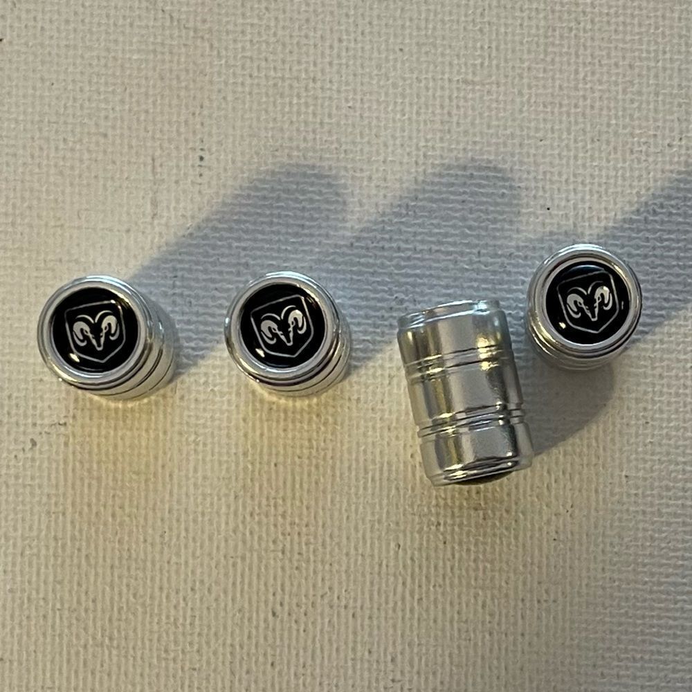 Dodge Logo Valve Stem Caps in Silver set of 4 NWT